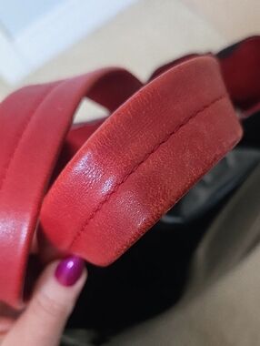 Bally | Bags | Vintage Bally Black Patent Tote Red Interior Handles ...